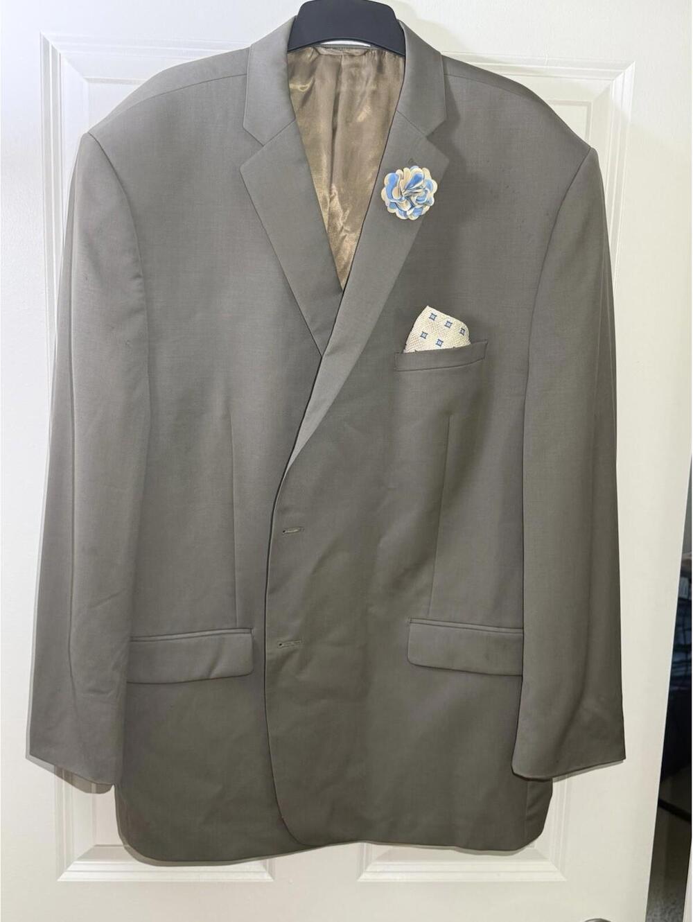 Perry Ellis Portfolio Men’s Gray 100% Wool Blazer Jacket 50R + Stacy Adams Tie